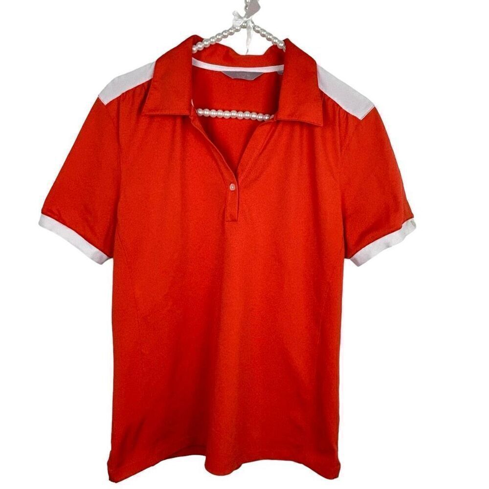 Callaway Womens Golf Polo Short Sleeve Shirt Orange Size Large Logo